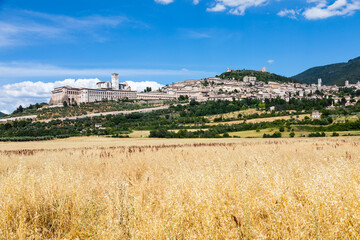 Assisi village in Umbria region, Italy. The town is famous for the most important Italian Basilica...