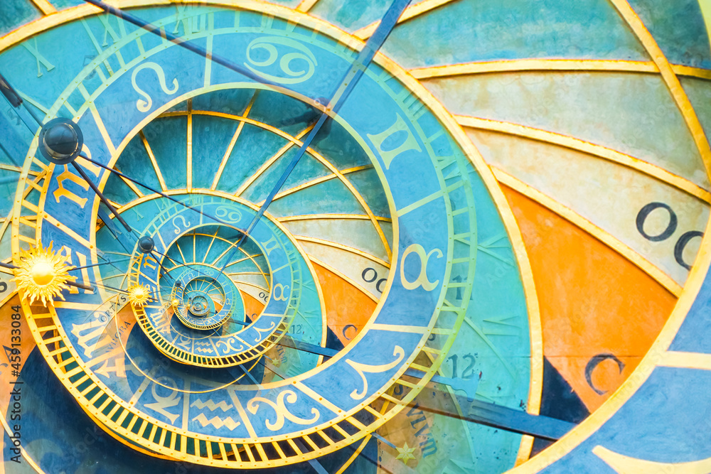 Canvas Prints droste effect background based on prague astronomical clock. abstract design for concepts related to