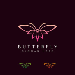 Butterfly logo template. Luxury, feminine design