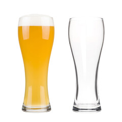 Two beer glasses isolated on white background