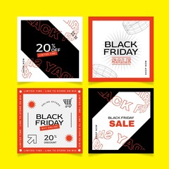 flat black friday instagram posts collection vector design illustration