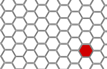 White octagonal background with one red octagon