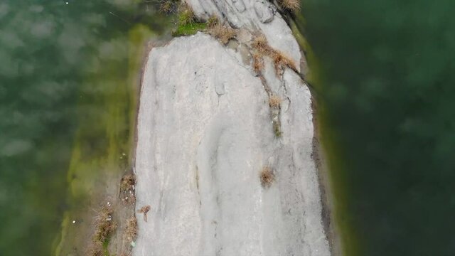 Top down aerial of the Dhok Tallian Dam in Pakistan