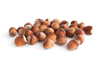 Hazelnut isolated on white background closeup