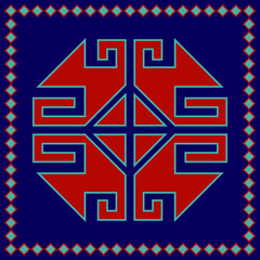 Azerbaijan carpet original design, tribal vector texture.