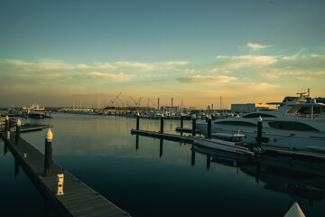 Obraz premium 港の夕焼け 横浜