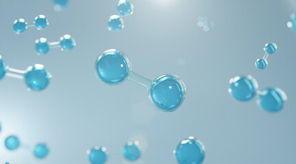 Hydrogen Molecule,  New Green Energy Water Fuel Cell Future Hydrogen, 3D rendering.	

