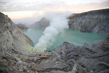 Fototapeta na wymiar View of Ijen volcano, Banyuwangi, Indonesia