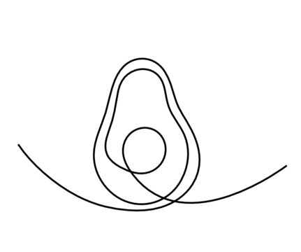 recommend clip art: Drawing line avocado on the white background