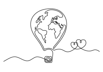 Abstract air balloon as line drawing on white background. Vector