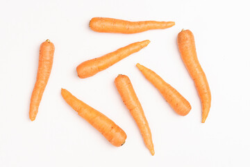 Carrots on isolated white background. Carrot vegetable on white background.