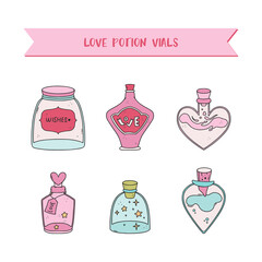 Adorable illustrations with love potion bottles for a valentine's day.