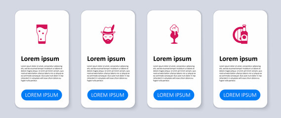 Set Beer bottle and wooden barrel, Glass of beer, Oktoberfest man and . Business infographic template. Vector