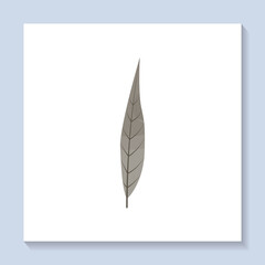 Stylized autumn green leaf in minimalism style with abstract fill. Printable for wall posters, cards, covers