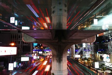 The traffic at Siam center  is a shopping center near Siam BTS Station in bangkok ,Thailand