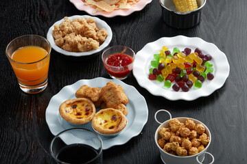 Closeup of snack meal on the table