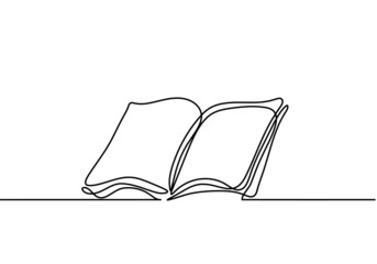 Abstract open book as line drawing on white background. Vector