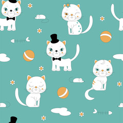 seamless pattern with cats
