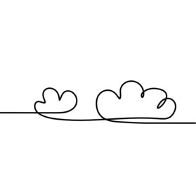 Abstract clouds as line drawing on white as background
