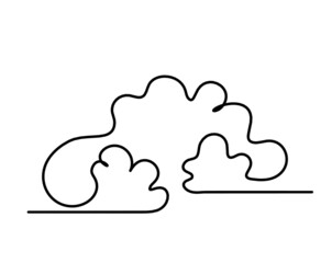 Abstract clouds as line drawing on white as background. Vector