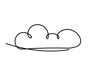 Abstract clouds as line drawing on white as background. Vector