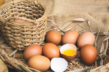 Leadership concept with fresh chicken eggs and duck egg in carton.