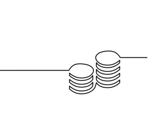 Abstract coins as continuous lines drawing on white background. Vector