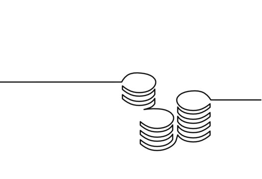 Abstract coins as continuous lines drawing on white background. Vector