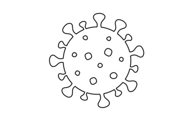 Abstract sign of corona virus as line drawing on white background. Vector