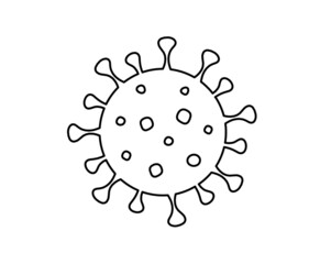 Abstract sign of corona virus as line drawing on white background. Vector