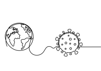 Abstract sign of corona virus as line drawing on white background. Vector