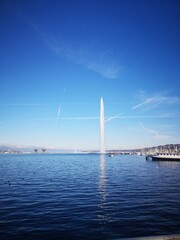 water jet in Leman lake in Geneva Switzerland