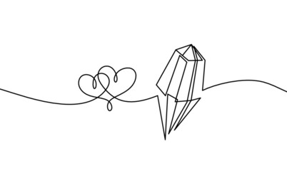 Abstract crystal as continuous lines drawing on white background. Vector