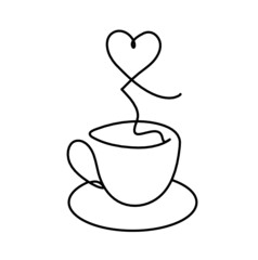 Abstract cup as continuous lines drawing on white as background. Vector