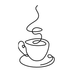 Abstract cup as continuous lines drawing on white as background. Vector