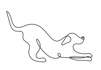 Silhouette of abstract dog as line drawing on white. Vector