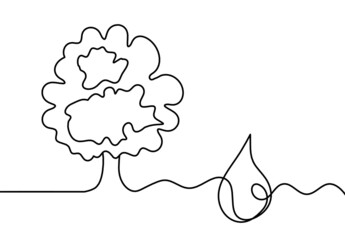 Abstract drop as line drawing on white background. Vector