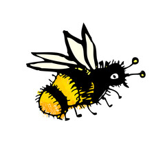 Funny bee. child drawing . Vector illustration