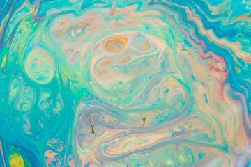 Abstract multicolored liquid background. Abstract ink design template mixed texture background. Psychedelic multicolored pattern. Fluid art