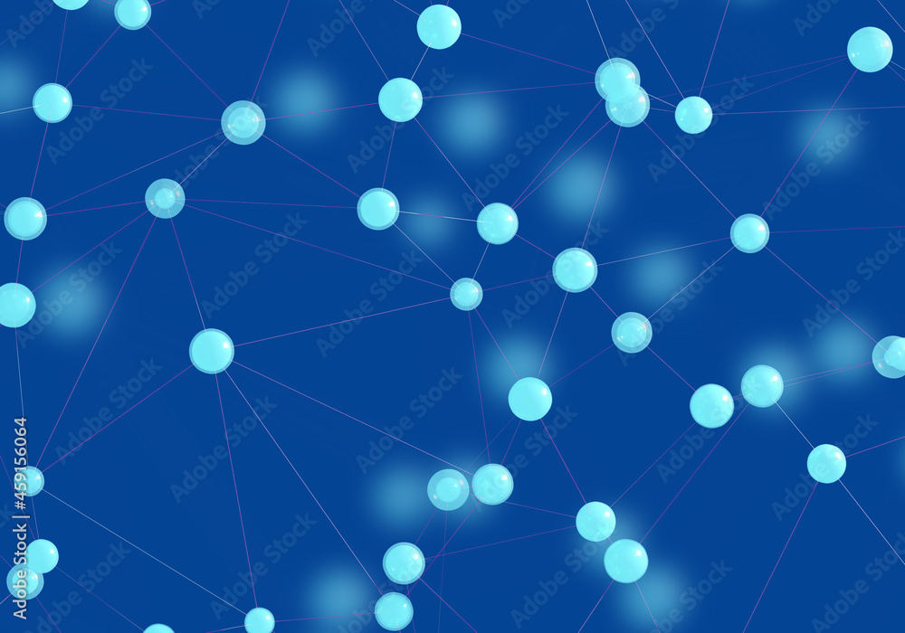 Poster abstract background. circles are connected by lines. background at scientific price. turquoise bubbl