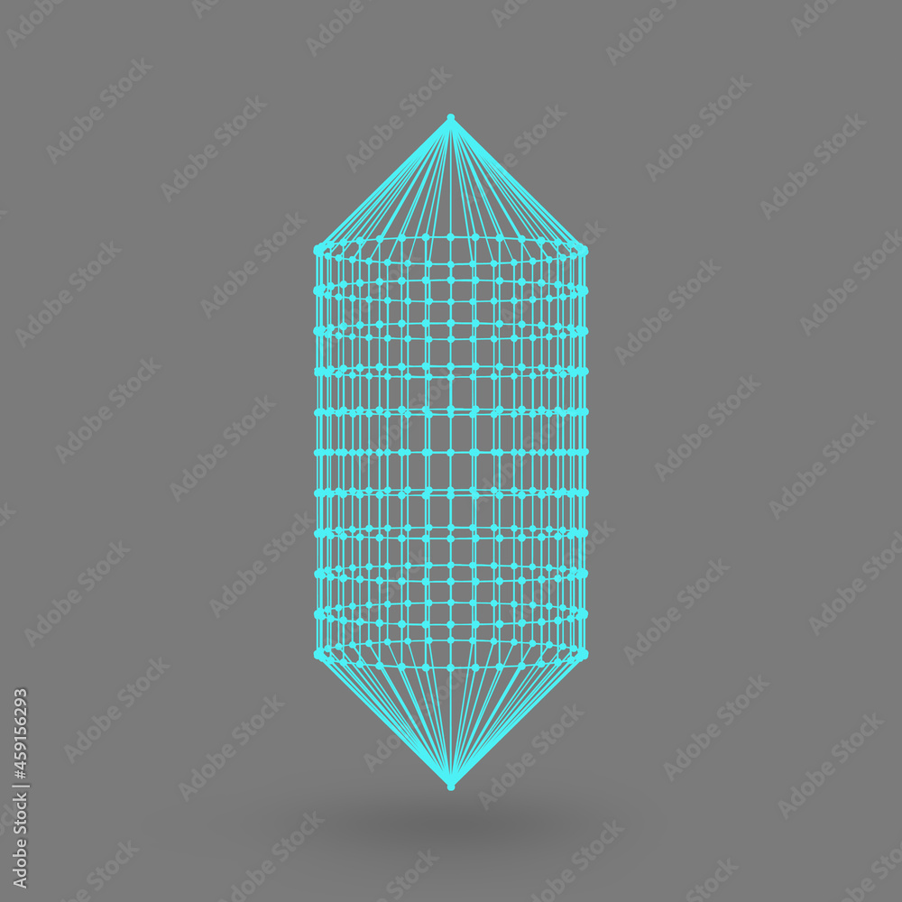 Poster polygonal capsule. the capsule of the lines connected dots. atomic lattice. driving constructive sol