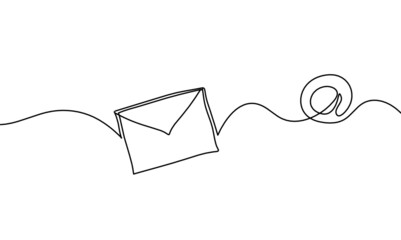 Abstract paper envelope as line drawing on white background. Vector