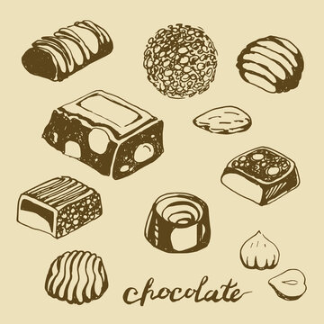 hand-drawn set of chocolates