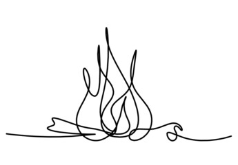 Abstract fire as line drawing on white background. Vector