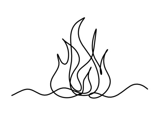 Abstract fire as line drawing on white background. Vector Stock