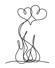 Abstract fire as line drawing on white background. Vector