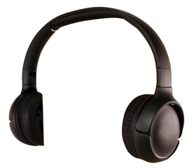Stereophonic earphones  — two phones with ogolovy, intended for connection to household radio-electronic apparatam.izolirovanny on a white background.