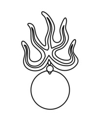 Fire pearl - protection from flying star "three" in feng shui as line drawing on the white background. Vector