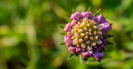 Purple flower, dusty with golden pollen