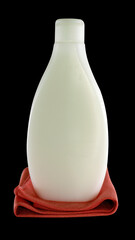 the isolated black background, capacity, subject. Detergents - the water-soluble substances of chemical production which are used for cleaning (washing and washing) of solid bodies of pollution.